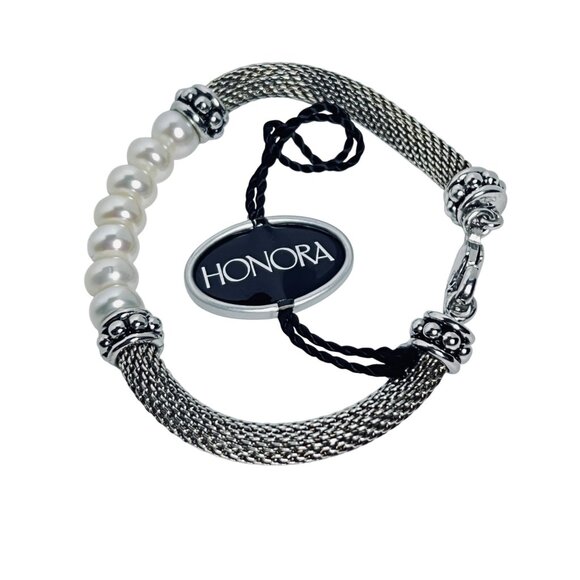 Honora Sterling Silver Mesh And Freshwater Pearl Bracelet (5951) - Picture 1 of 5